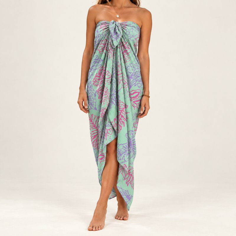 Sarong Bali imprimé en bloc - tropical