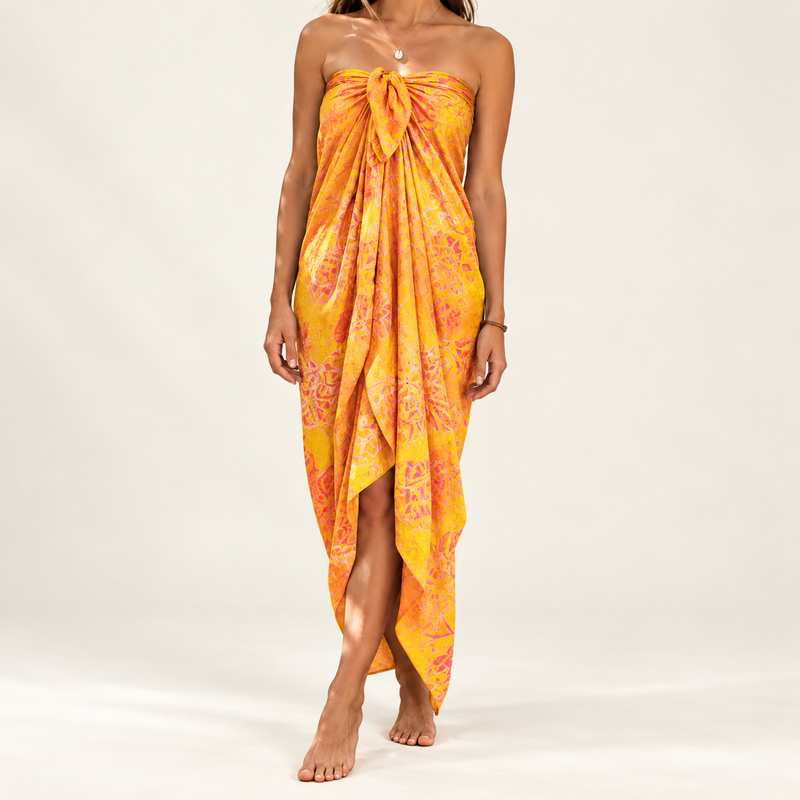 Sarong Bali imprimé en bloc - tropical