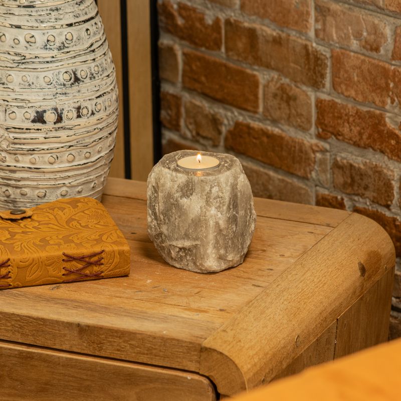 Porte-bougie en sel gris 600-800 g