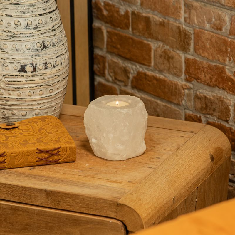 Porte-bougie en sel d'Himalaya Crystal Rock 600-800 g