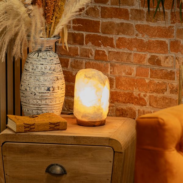 Lampe au Sel de l'Himalaya Roche de Cristal avec Base - environ 3-5 kg