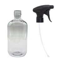 Flacon Boston en plastique transparent 500 ml avec embout spray 28 mm