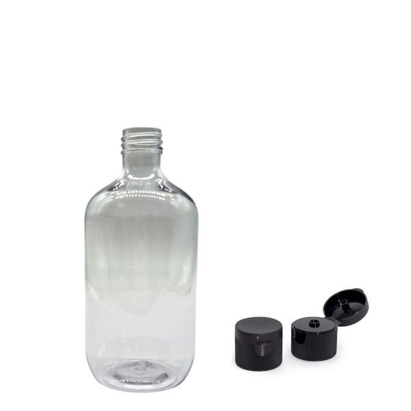 Bouteille Boston en Plastique Transparent de 250 ml avec Bouchon Basculant de 28 mm