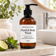 White Label Gel douche pour les mains et le corps au genévrier, citron vert et menthe verte 250 ml