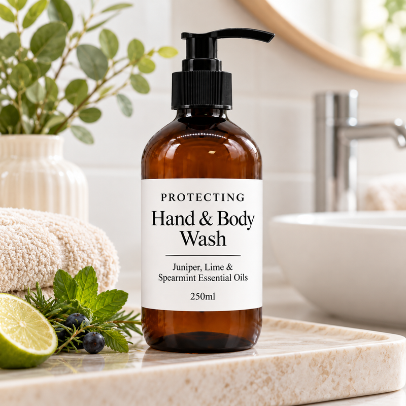 White Label Gel douche pour les mains et le corps au genévrier, citron vert et menthe verte 250 ml