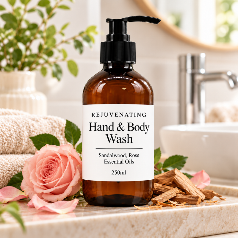 Gel lavant mains et corps White Label bois de santal et rose 250 ml