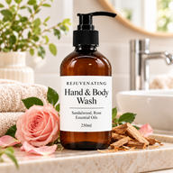 Gel lavant mains et corps White Label bois de santal et rose 250 ml