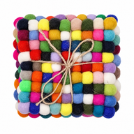Sous-verres carrés en boules de feutre - 10 cm couleur gris multi (lot de 4)
