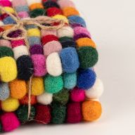 Sous-verres carrés en boules de feutre - 10 cm couleur gris multi (lot de 4)