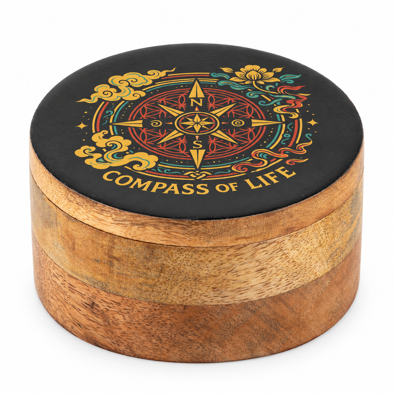 Boîte ronde émaillée - Boussole de vie