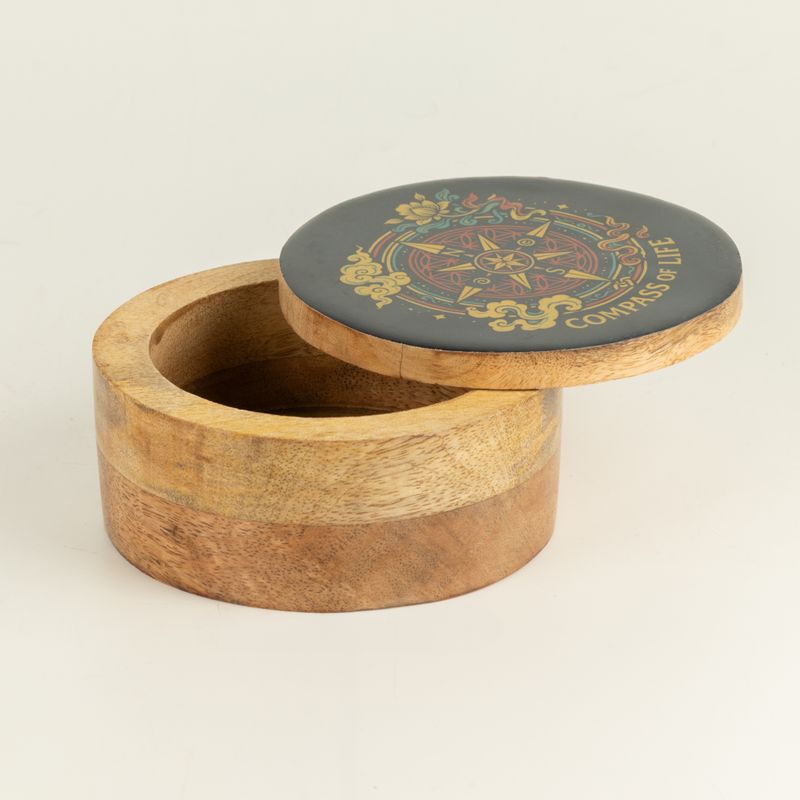 Boîte ronde émaillée - Boussole de vie