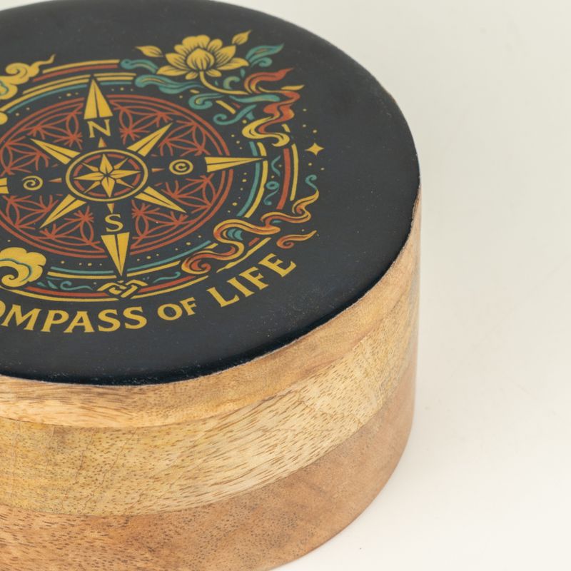 Boîte ronde émaillée - Boussole de vie