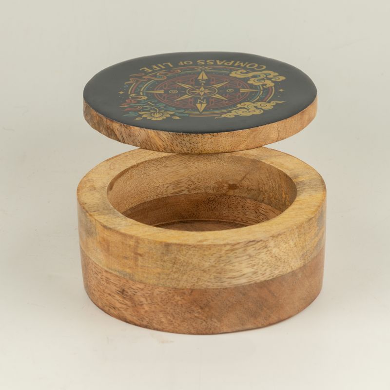 Boîte ronde émaillée - Boussole de vie
