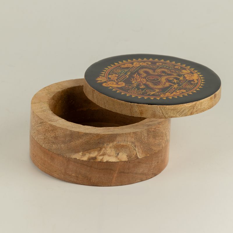 Boîte ronde émaillée – Dragon Yin Yang