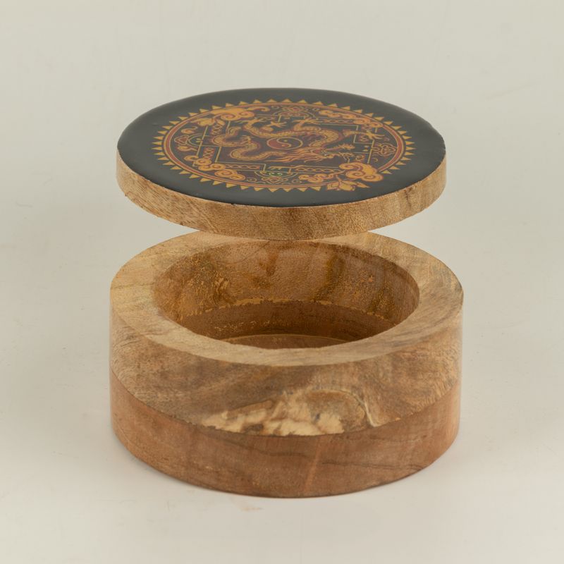 Boîte ronde émaillée – Dragon Yin Yang