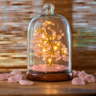 Dôme de jardin en pierres naturelles - Quartz Rose et lumières LED - 200 éclats de pierres