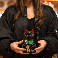 Chat Porte-Bonheur (Maneki Neko) Noir - 15 cm