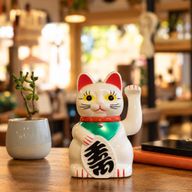 Chat Porte-Bonheur (Maneki Neko) Blanc – 15 cm
