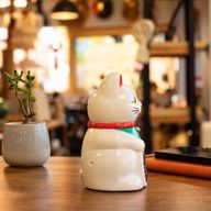 Chat Porte-Bonheur (Maneki Neko) Blanc – 15 cm