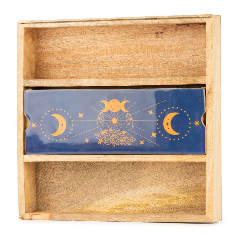 Plateau de Tarot Phases de la Lune Bleue avec porte-cartes