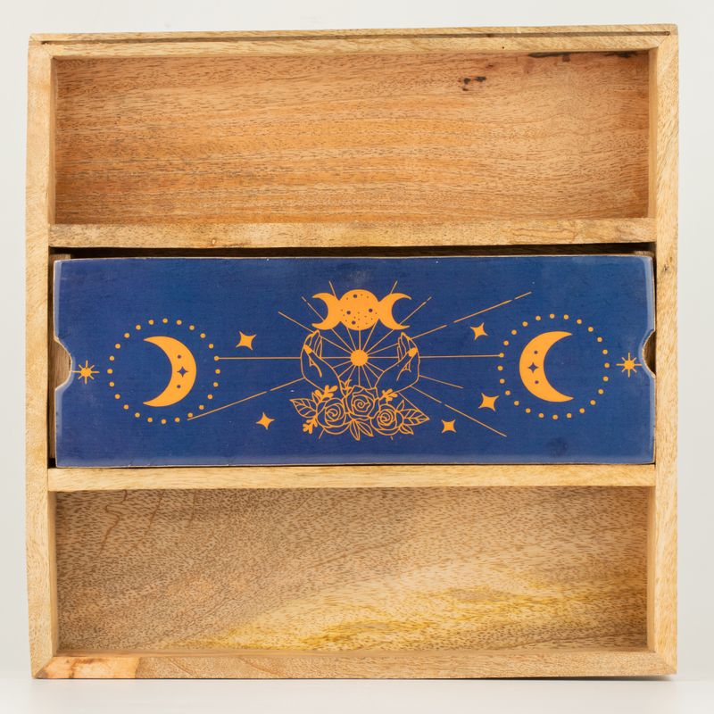 Plateau de Tarot Phases de la Lune Bleue avec porte-cartes