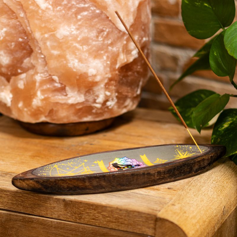 Brûle-encens en émail – Bois de manguier – Chakra