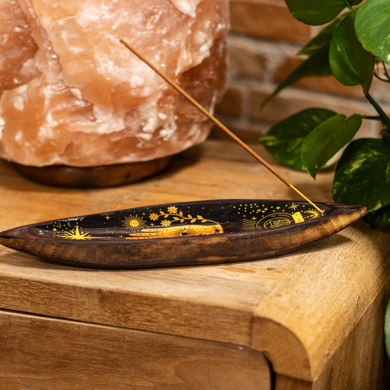 Brûle-encens en émail – Bois de manguier – Hamsa