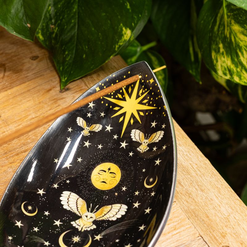 Brûle-encens en émail – Aluminium – Chouette de Nuit Enchantée