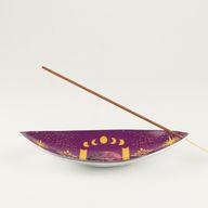 Brûle-encens en émail – Aluminium – Soleil & Phases de la Lune Violet