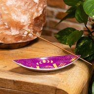 Brûle-encens en émail – Aluminium – Soleil & Phases de la Lune Violet