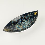 Brûle-encens en émail – Aluminium – Hamsa bleu