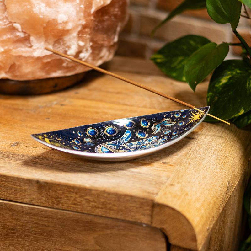 Brûle-encens en émail – Aluminium – Hamsa bleu