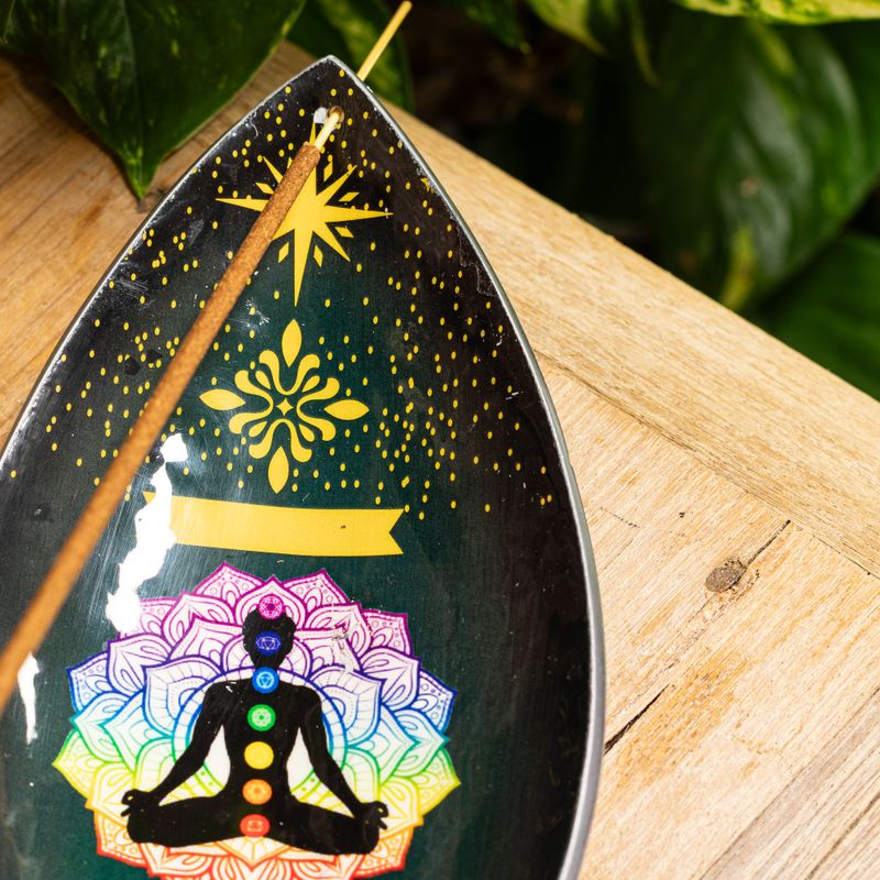Brûle-encens en émail – Aluminium – Lotus Chakra Bouddha