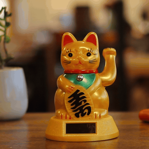 Chat porte-bonheur solaire