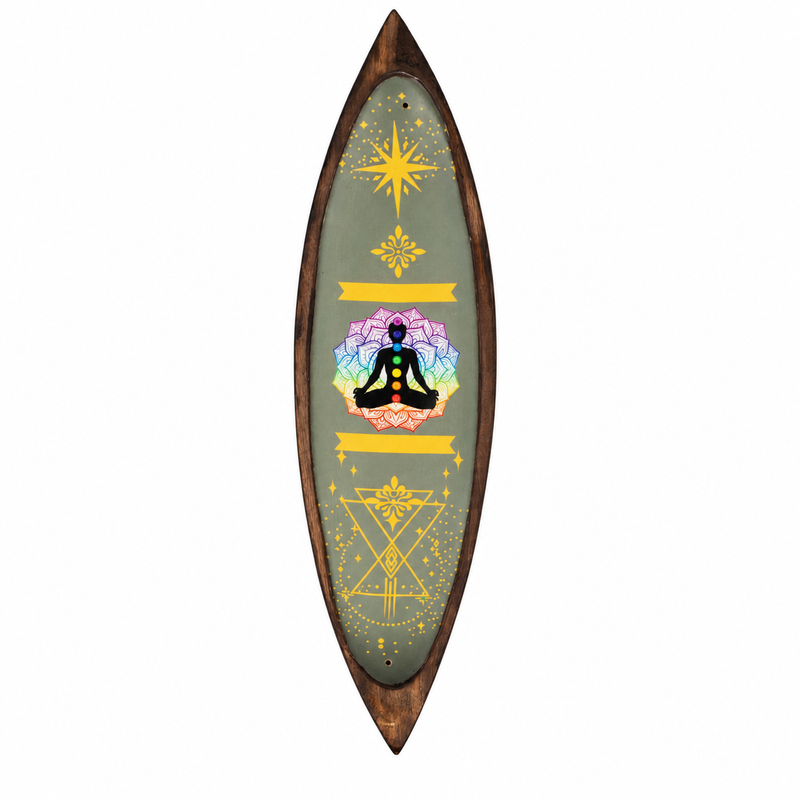 Brûle-encens en émail – Bois de manguier – Chakra