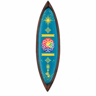 Brûle-encens en émail – Bois de manguier – Mandala