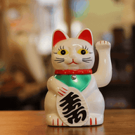 Chat Porte-Bonheur Blanc – 15 cm
