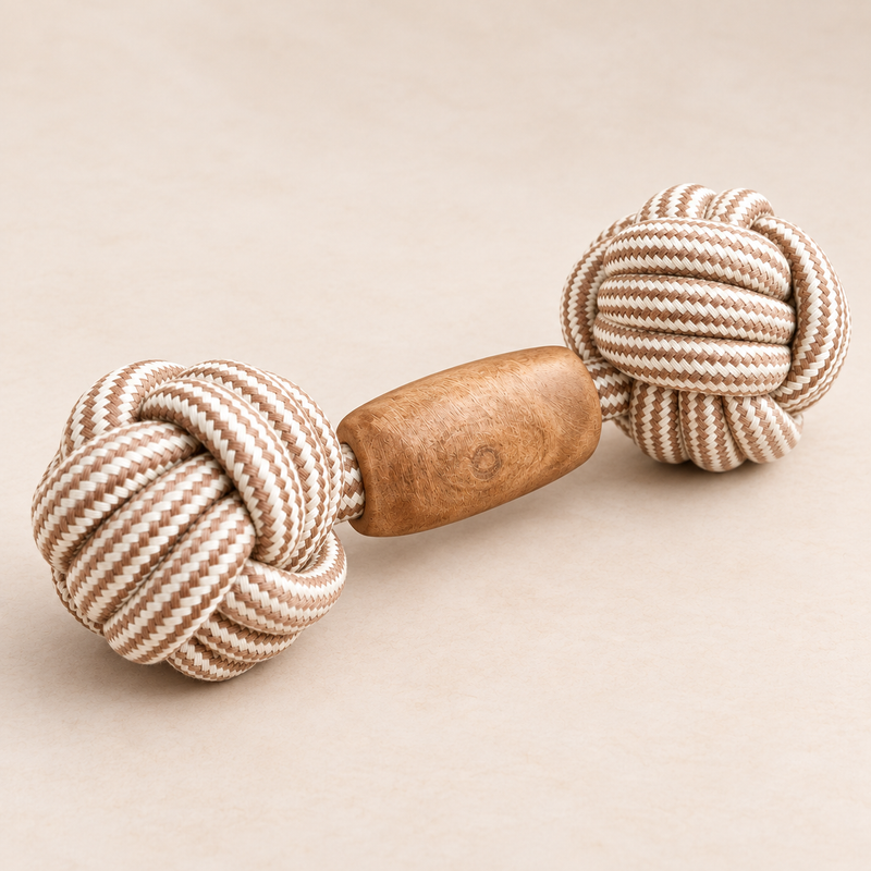Jouets PAW – Bâton à mâcher en bois de caféier – Corde double pour tirer