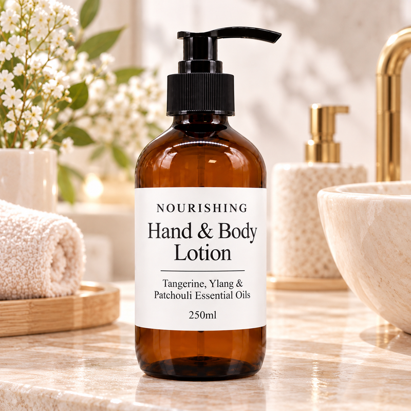 Lait pour les mains et le corps Tangerine, Ylang & Patchouli 250 ml – Sans étiquette