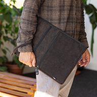 Grande pochette pour ordinateur portable délavée – Anthracite