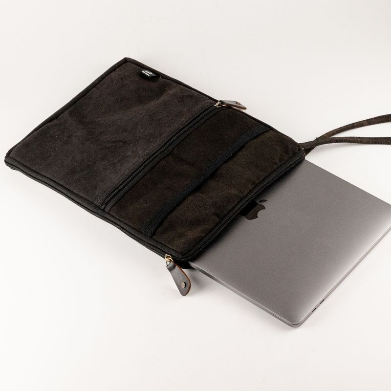 Pochette pour ordinateur portable de voyage délavée – Anthracite