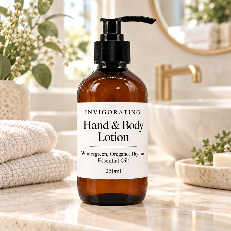 Lait pour les mains et le corps Gaulthérie, Origan & Thym 250 ml – Sans étiquette