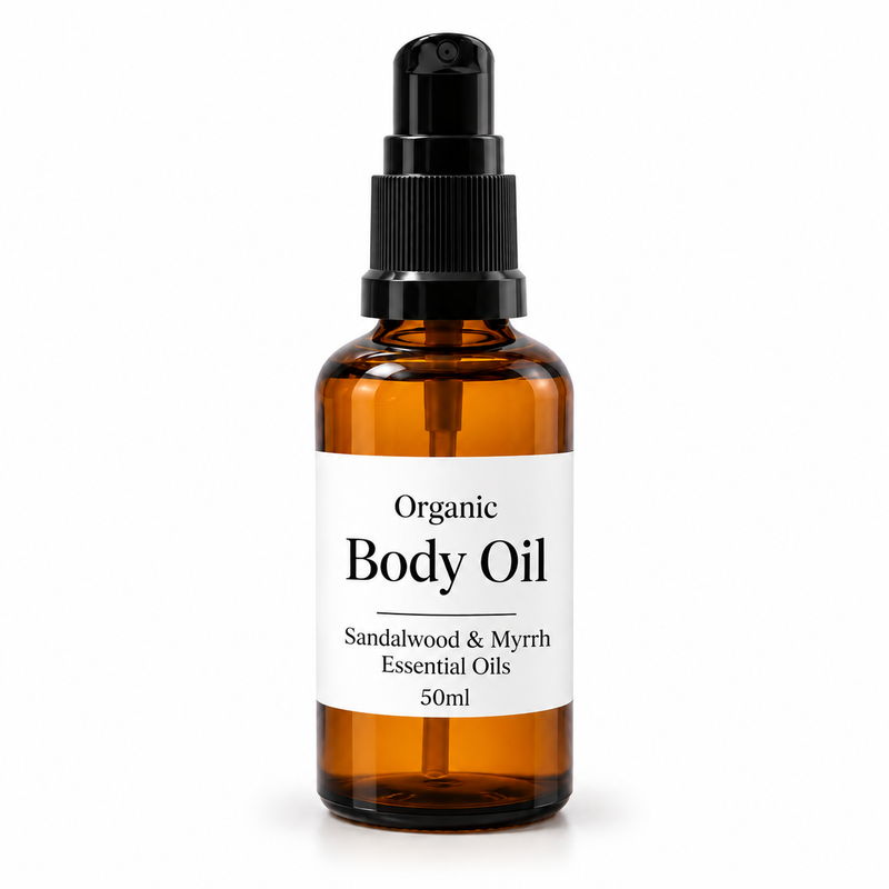10x Huile Corporelle Bio 50ml - Santal & Myrrhe - Sans étiquette