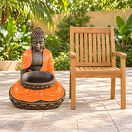 Grand Bouddha assis en terre cuite et pierre avec bol 80 cm