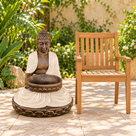 Grande statue de Bouddha assis avec bol en sable et pierre 80 cm