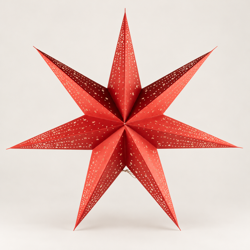 Lampe Étoile - Rouge Chance - Sept Branches - 60 cm
