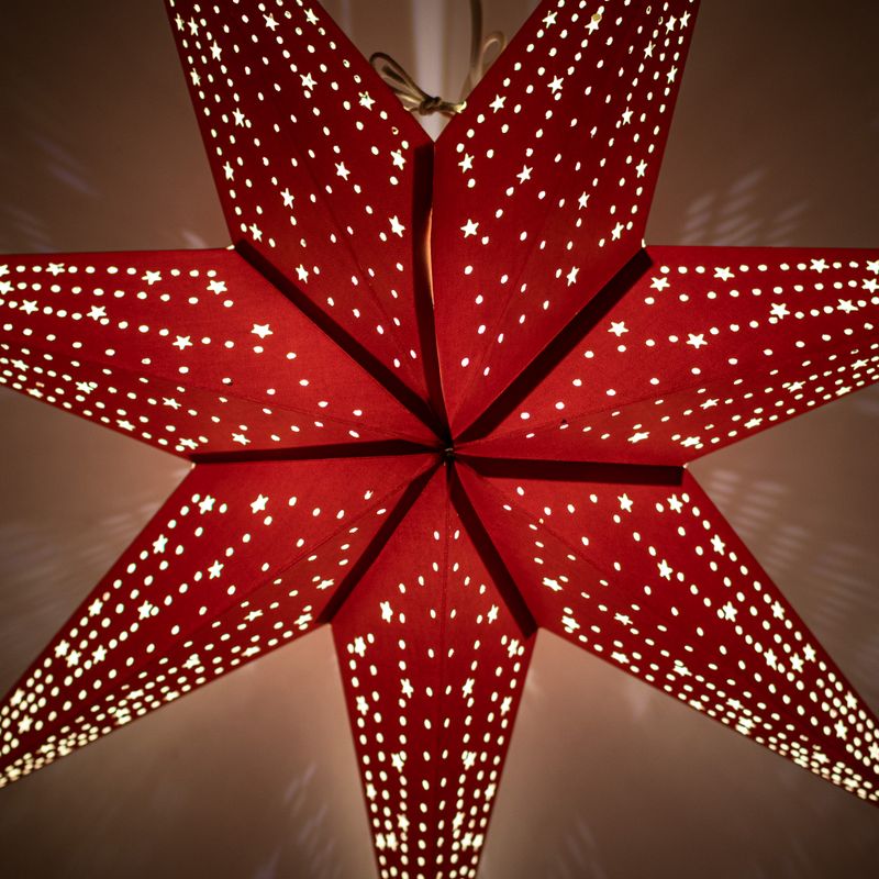 Lampe Étoile - Rouge Chance - Sept Branches - 60 cm