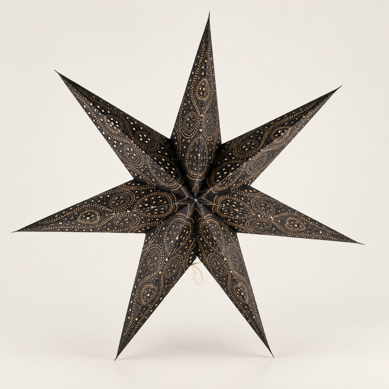 Lampe Étoile - Aurore Boréale Noire à Sept Branches - 60 cm