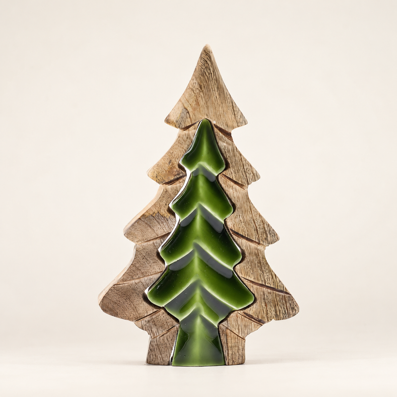 Perdu dans la Forêt - Petite Décoration en Bois Arbre dans un Arbre - 15x10cm
