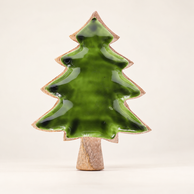 Lost in the Forrest - Bol en bois avec arbre émaillé - 25x19cm